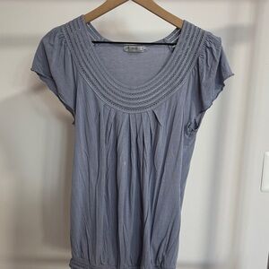 Chic Blue Blouse with Pleated Design